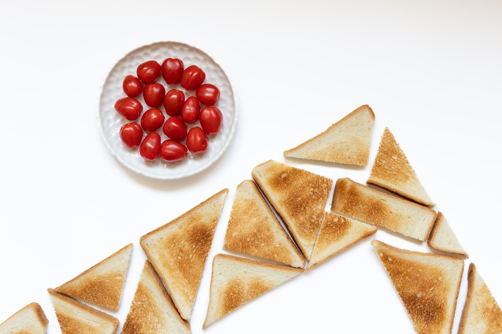 Close up of toasted bread and toppings